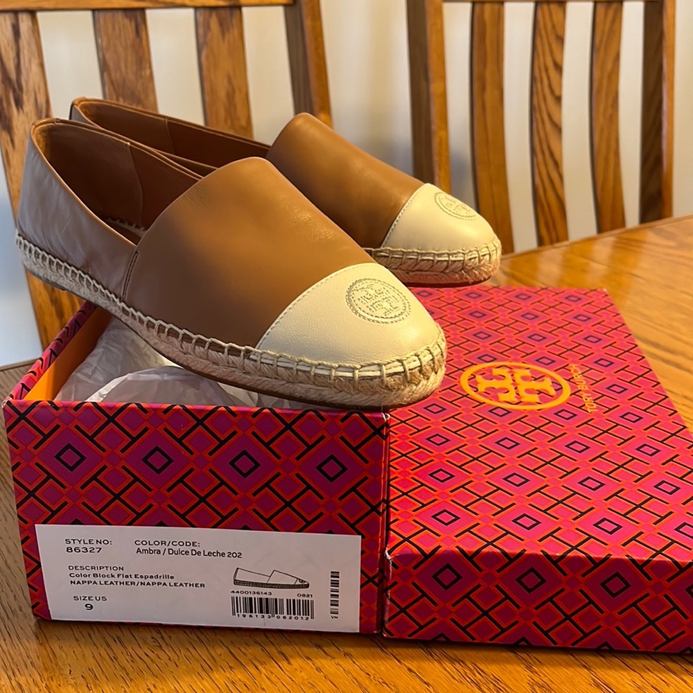 Tory Burch Espadrilles, size 9.  Brand new in box, never worn.